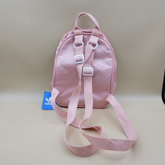 Adidas Mini 10" Pink White Backpack Girl's Ladies Kid's Zipper Bag New With Tags - Picture 4 of 8